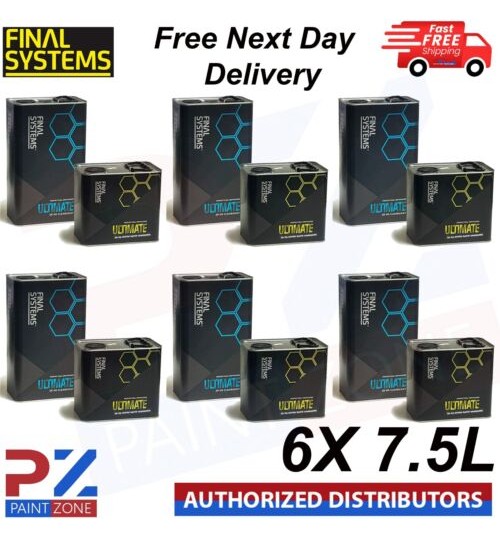 6X FINAL SYSTEMS ULTIMATE CLEARCOAT LACQUER WITH SUPER RAPID HARDENER 7.5LTR KIT